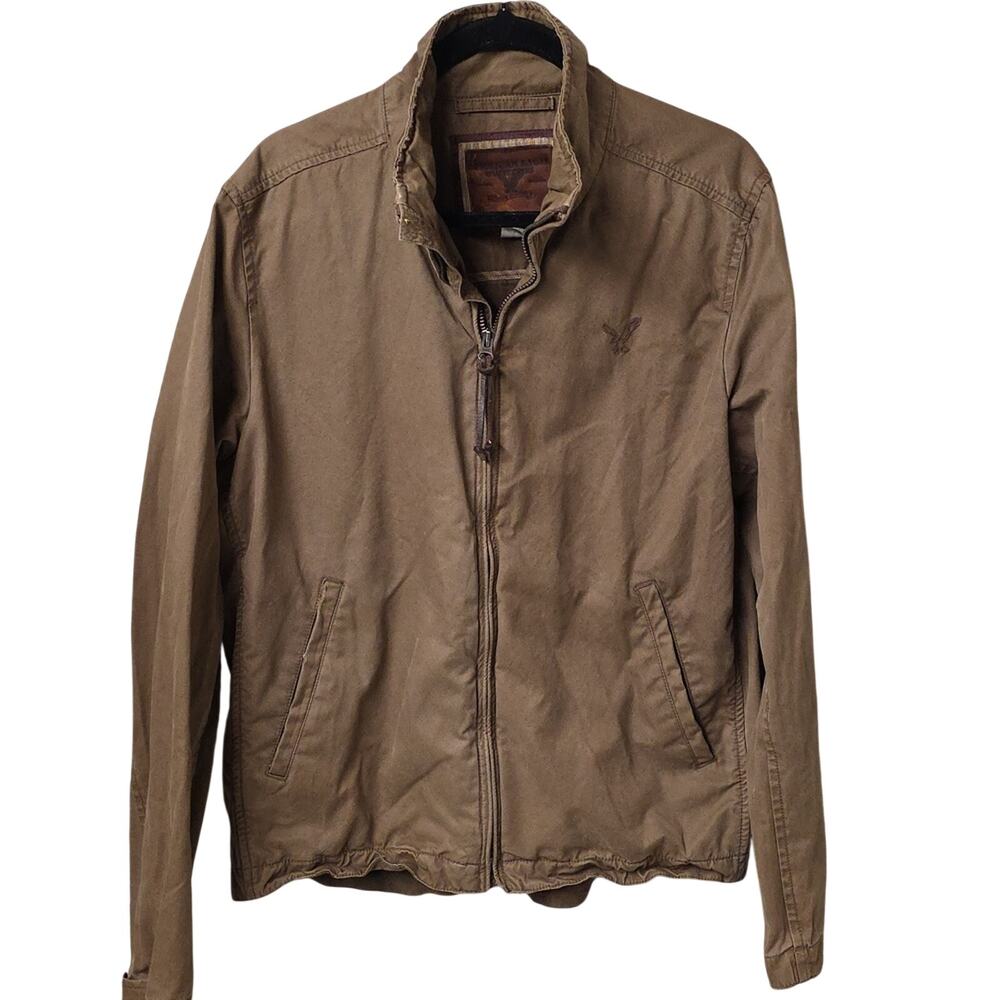 American Eagle Vintage Brown Zip Herrington Jacket Mens Size Medium